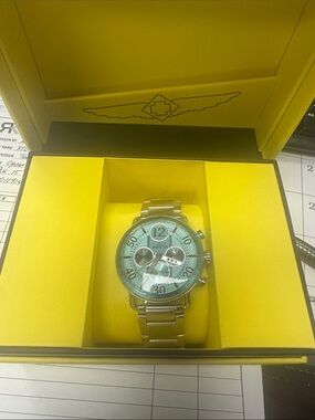 Invicta Silver Watch with Turquoise Dial